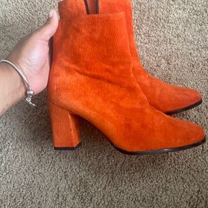 Orange ankle suede boots brand new